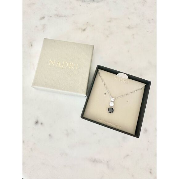 Nadri black onyx color triple cubic zirconia dangle earrings - Picture 3 of 3